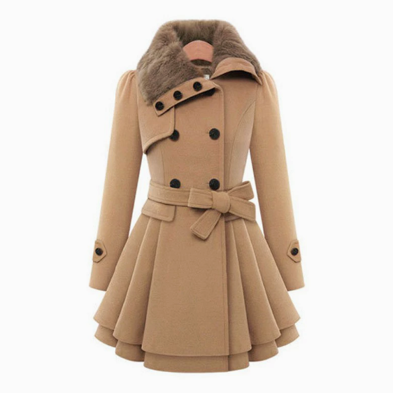 Chic Women’s Faux Fur Collar Trench Coat