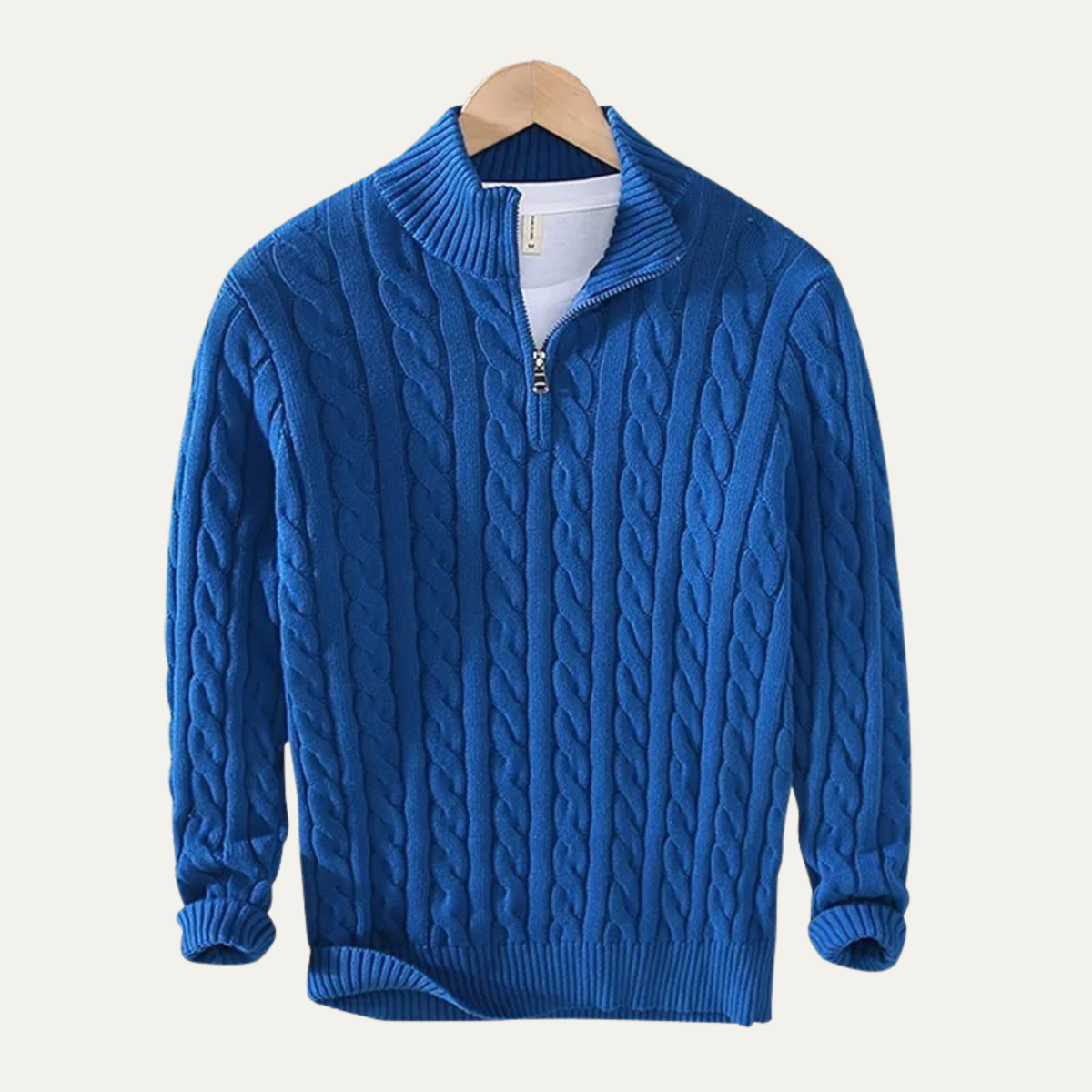 The Ashmeadow Men’s Soft 100% Cotton Cable Knit Half Zip Sweater