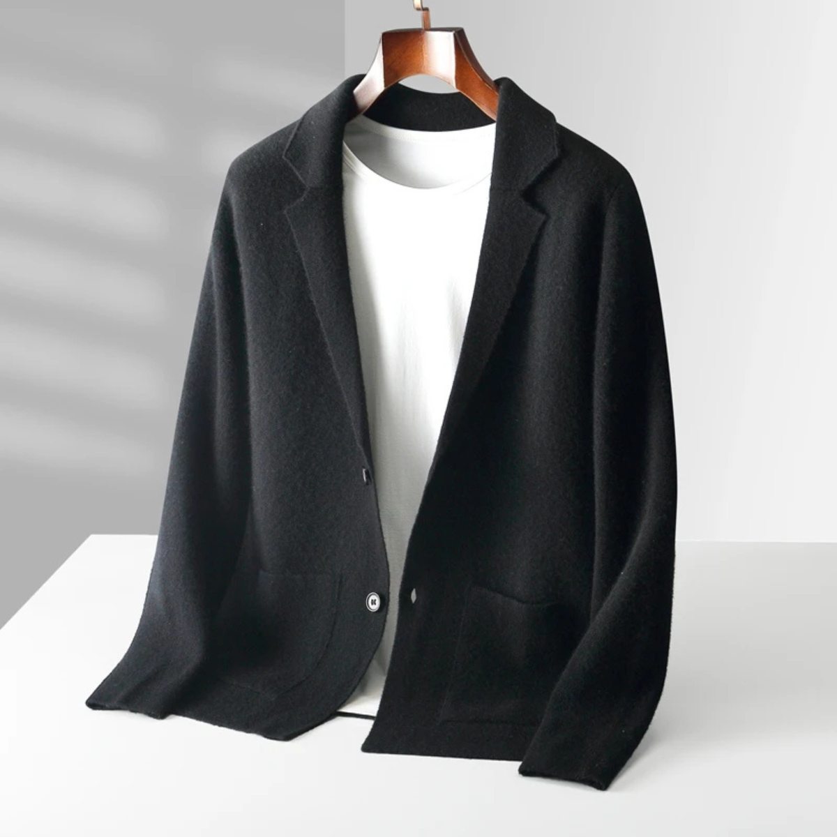 The Huntley Men's Soft Suit Collar Merino Wool Knit Cardigan