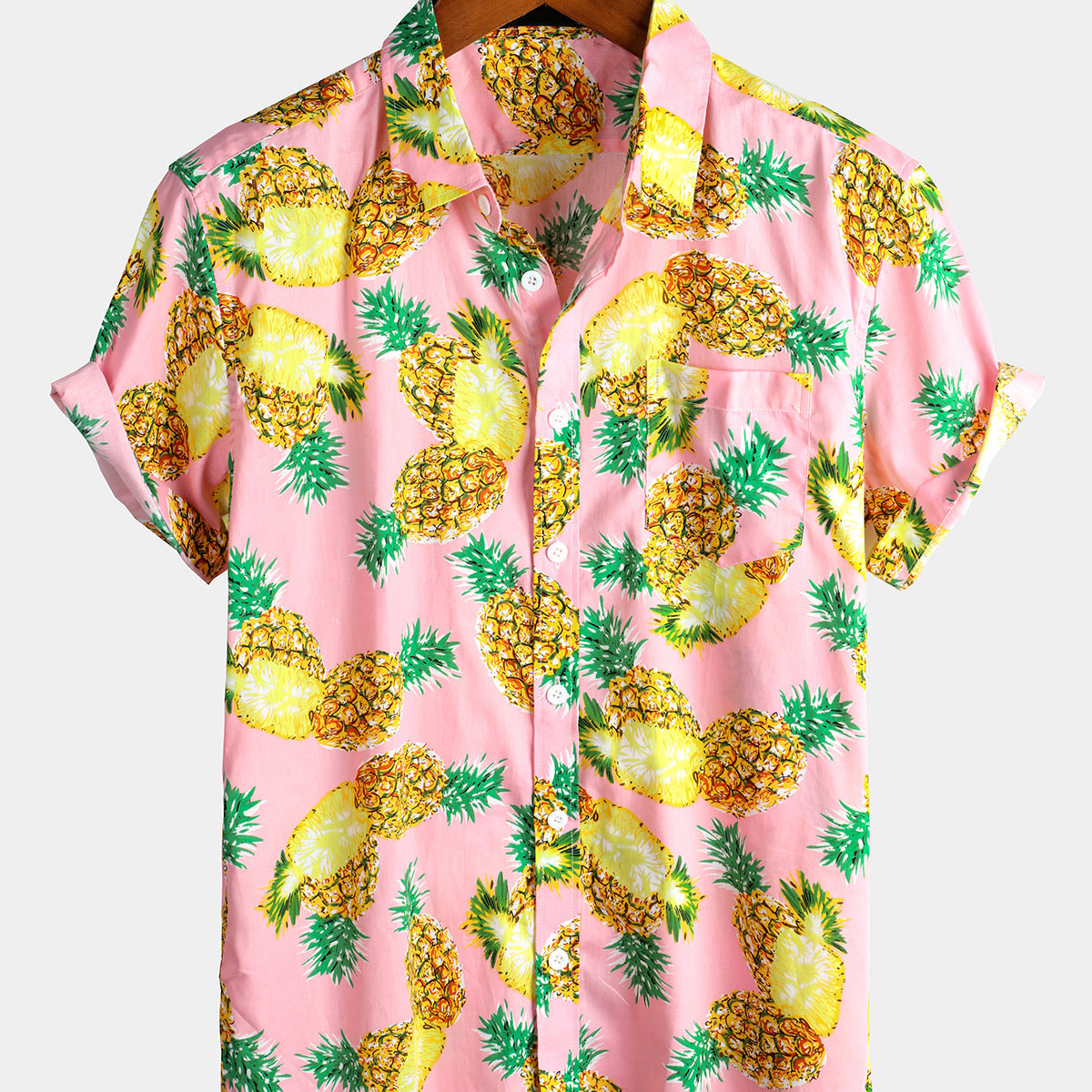 Men's Short-Sleeve Pineapple Cotton Shirts