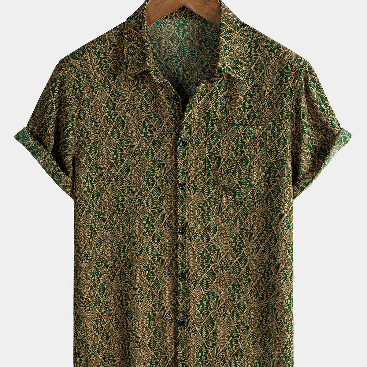 Men's Summer Short-Sleeve Botanical Print Shirt