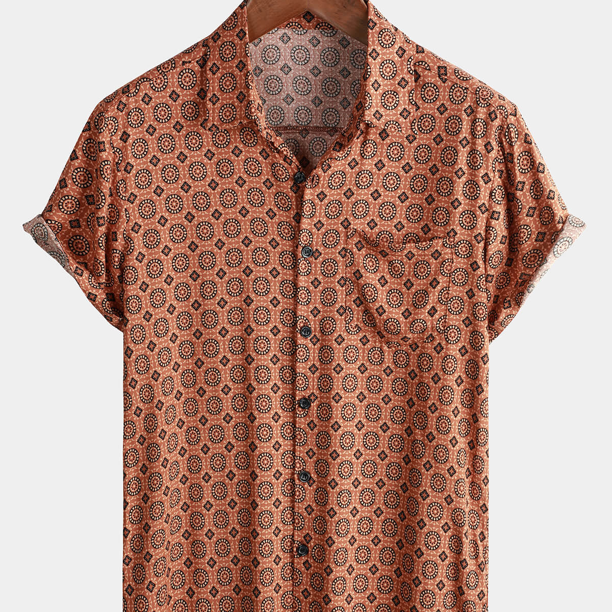 Men's Vintage Short-Sleeve Button-Up Shirt