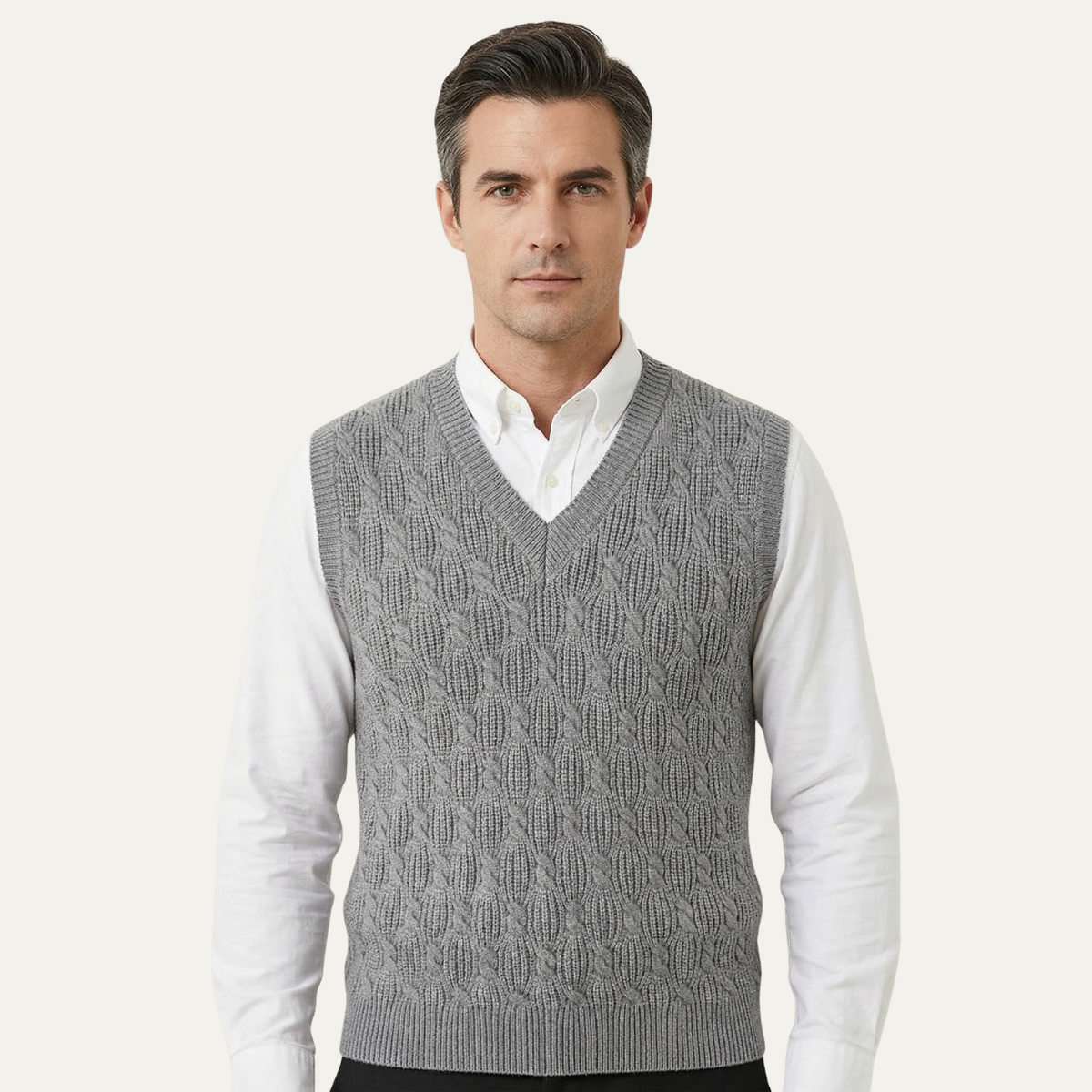 The Alberobello Men’s Warm Textured Knitted V Neck Vest