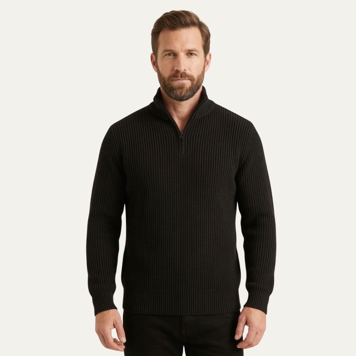The Brighton Men's Merino Wool Sweater - Half Zip Knitted Pullover