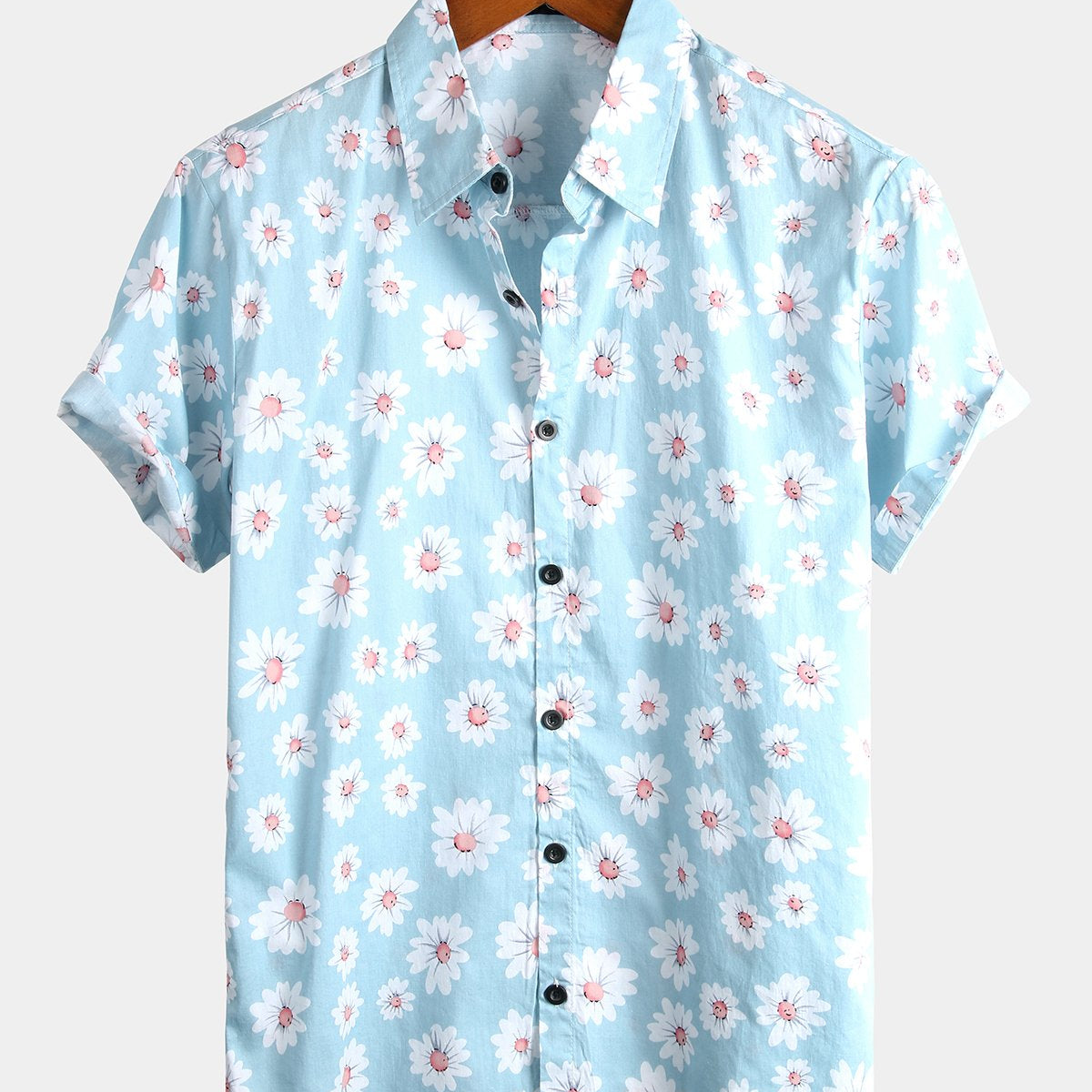 Men's Tropical Hawaiian Floral Print Cotton Shirt
