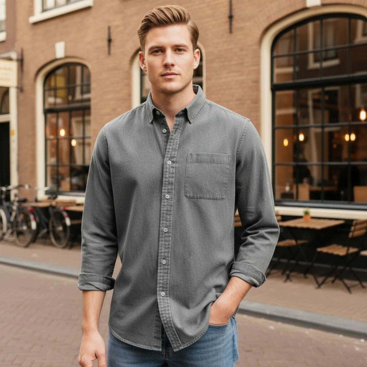 The Melrose Men’s Classic Oxford Style Button Up Dress Shirt