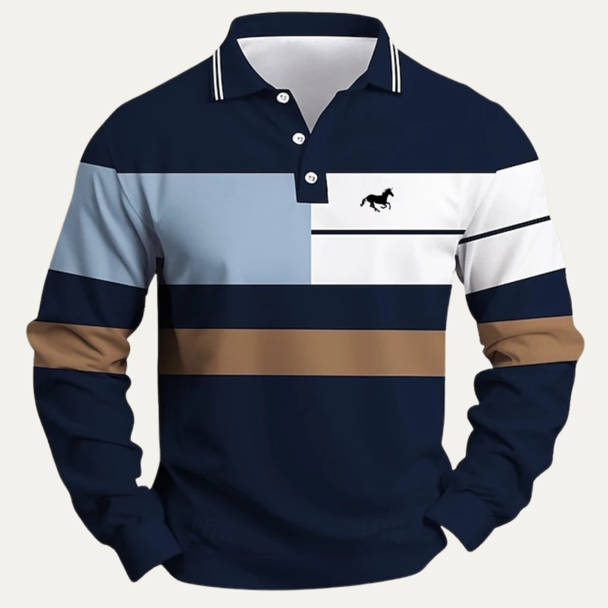 The Dolomiti Men’s Colour Block Striped Long Sleeve Polo Shirt