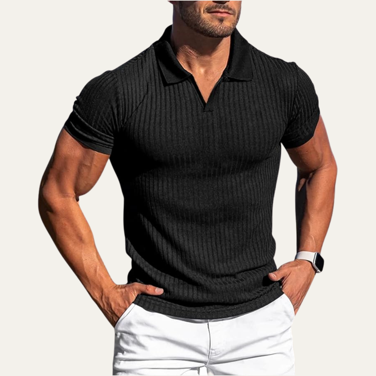 The Firenze Men’s Stretch Ribbed Summer Polo Shirt
