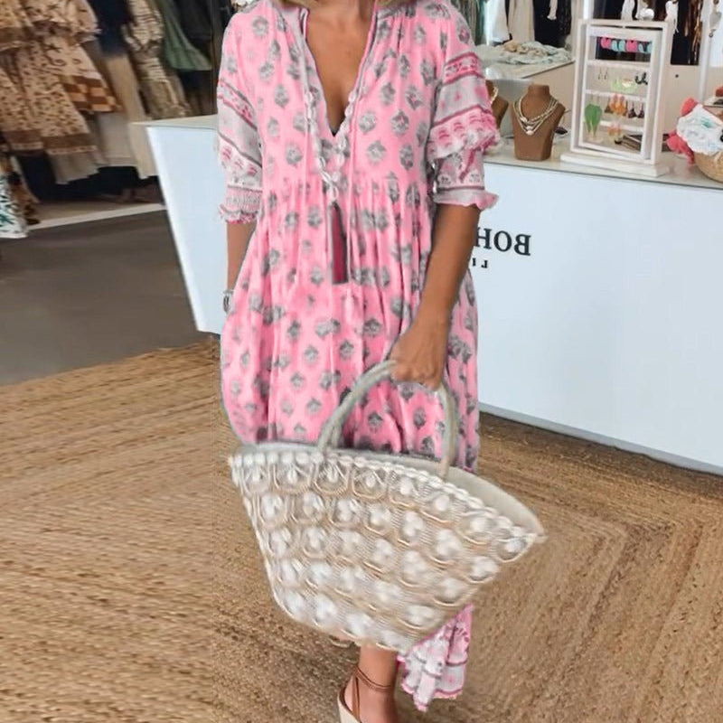Mana | Floral V-Neck Dress for Stylish Occasions