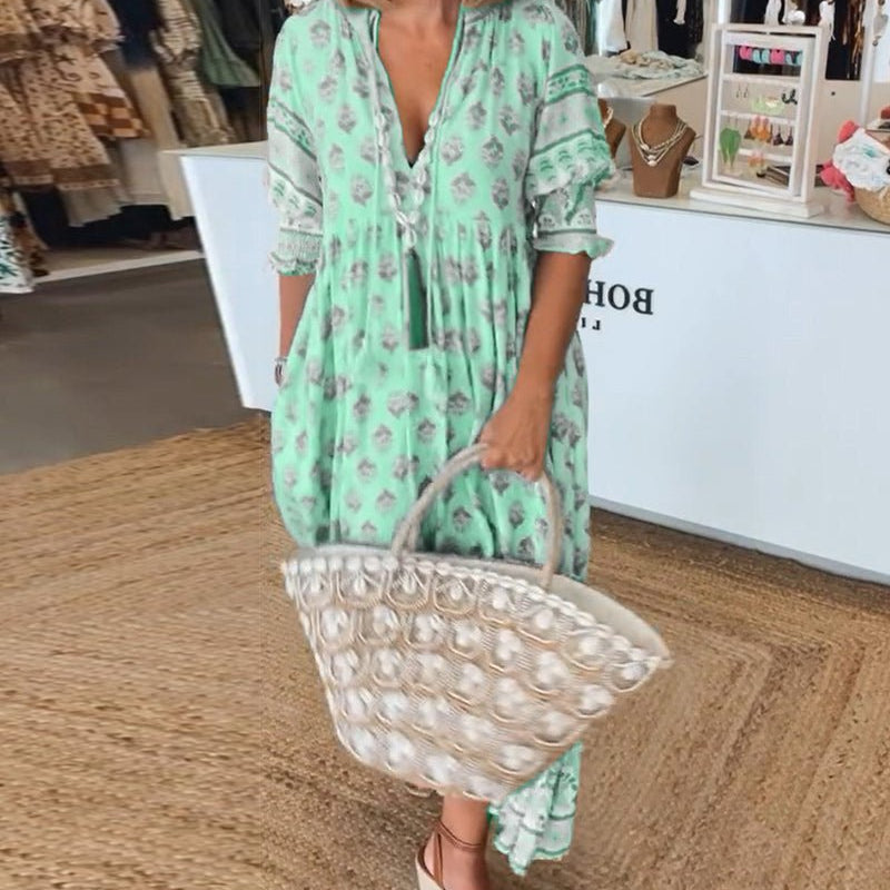 Mana | Floral V-Neck Dress for Stylish Occasions