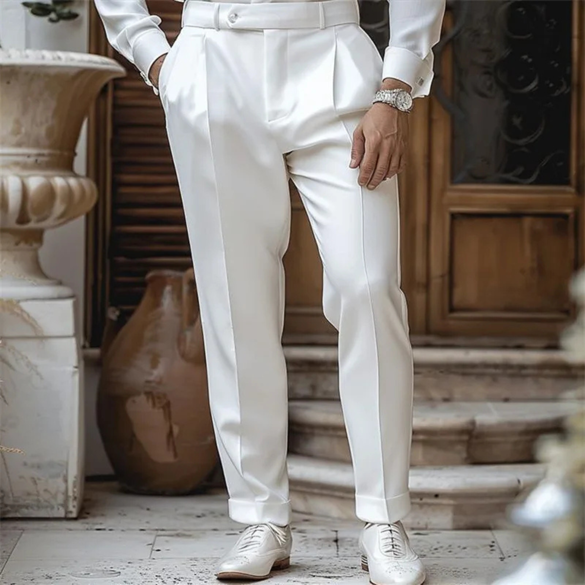 The Montrose Men’s Pleated Suit Pants – Elegant Straight Fit Dress Pants