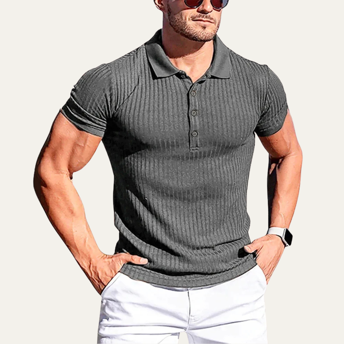 The Roma Men’s Stretch Ribbed Casual Polo Shirt