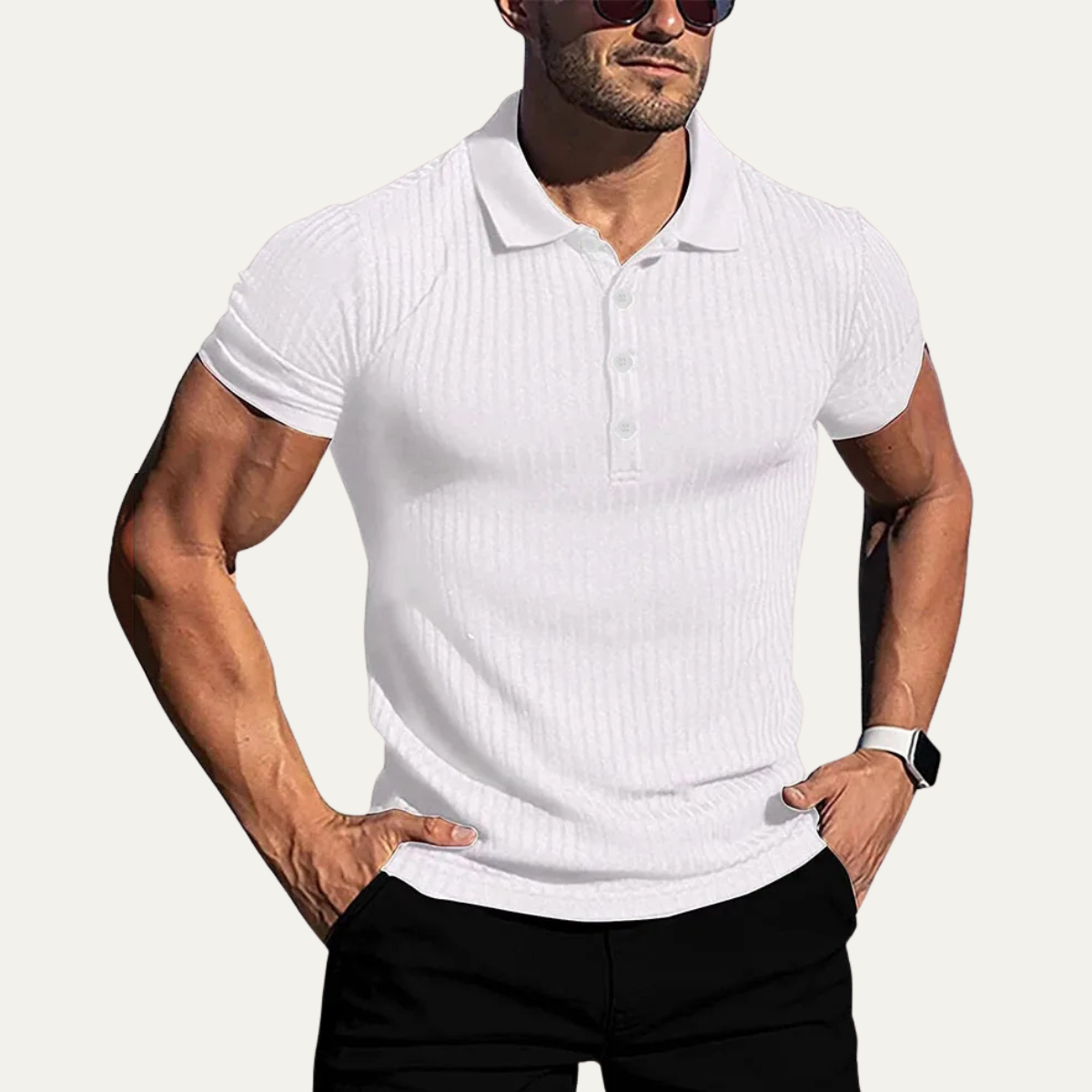 The Roma Men’s Stretch Ribbed Casual Polo Shirt