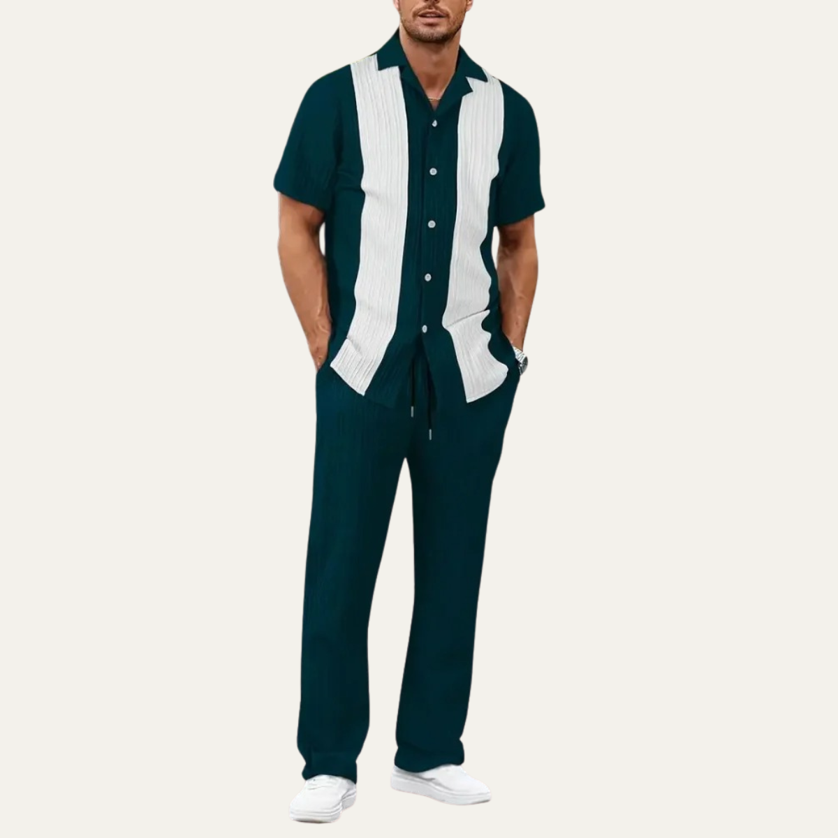 The Chianti Men’s Trendy Striped 2 Piece Outfit Set – Shirt and Pants