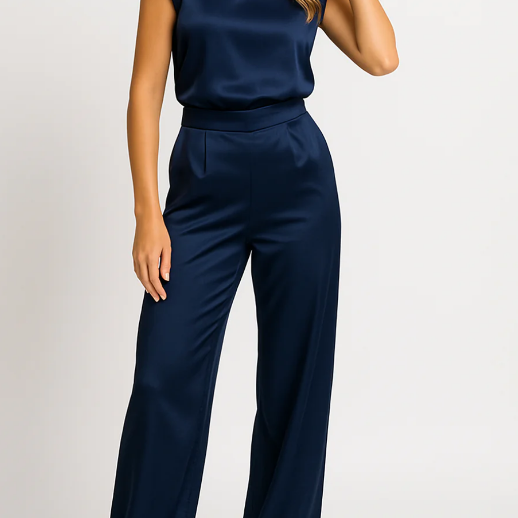 Chic High Neck Wide Leg Jumpsuit for Formal Occasions