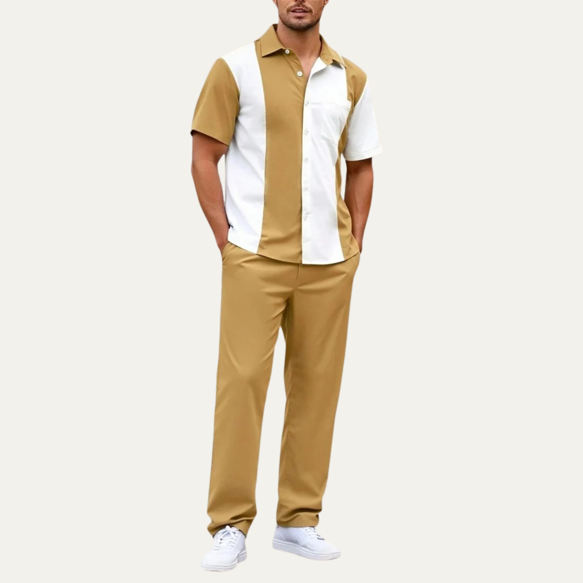 The Montepulciano Men’s Casual Striped 2 Piece Outfit Set – Shirt and Pants