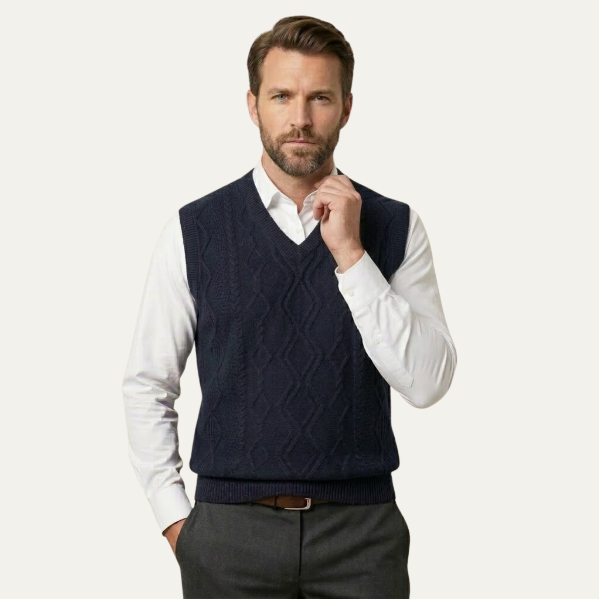 The Canazei Men’s Winter Cable Knitted V Neck Sweater Vest