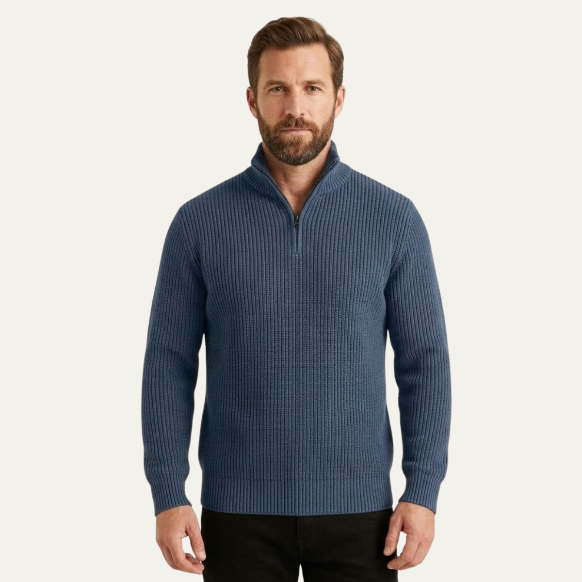 The Brighton Men's Merino Wool Sweater - Half Zip Knitted Pullover