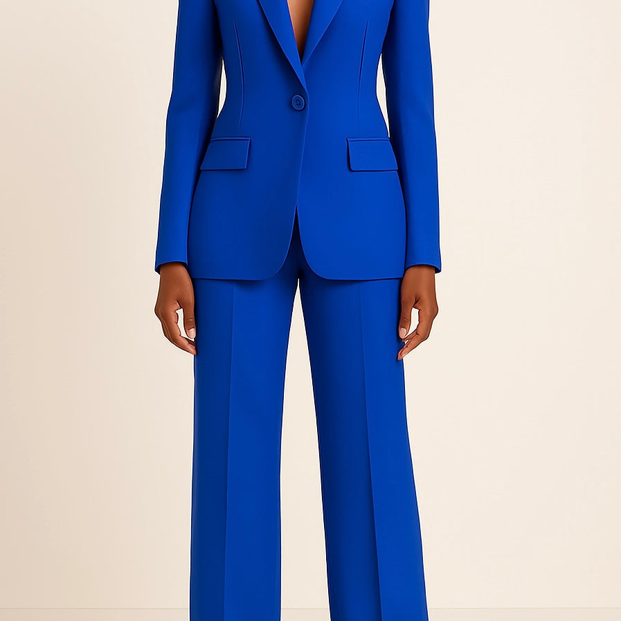 Chic Women's Formal Suit Set with Long Blazer