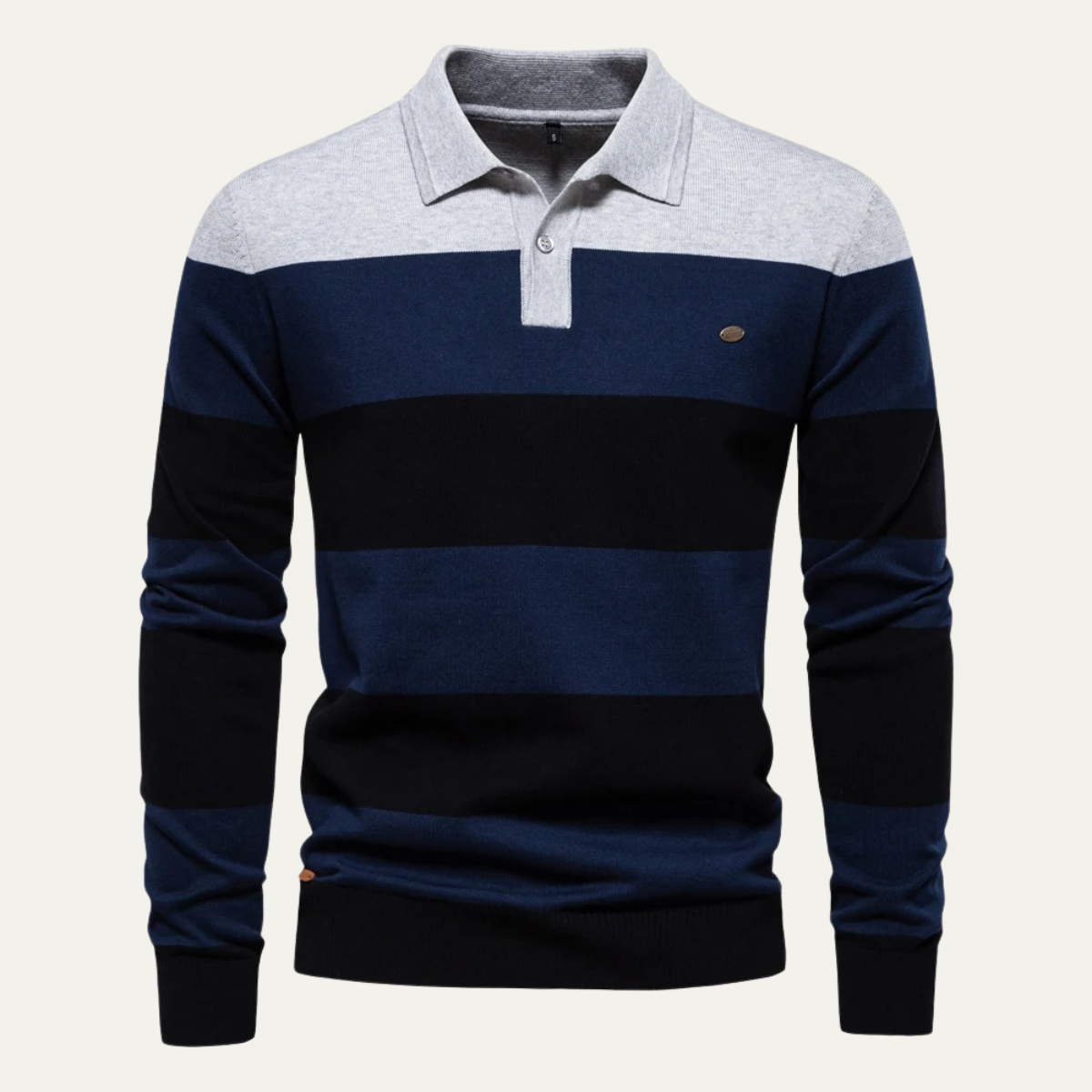 The Latina Men’s Cotton Button-Up Striped Knit Polo Sweater