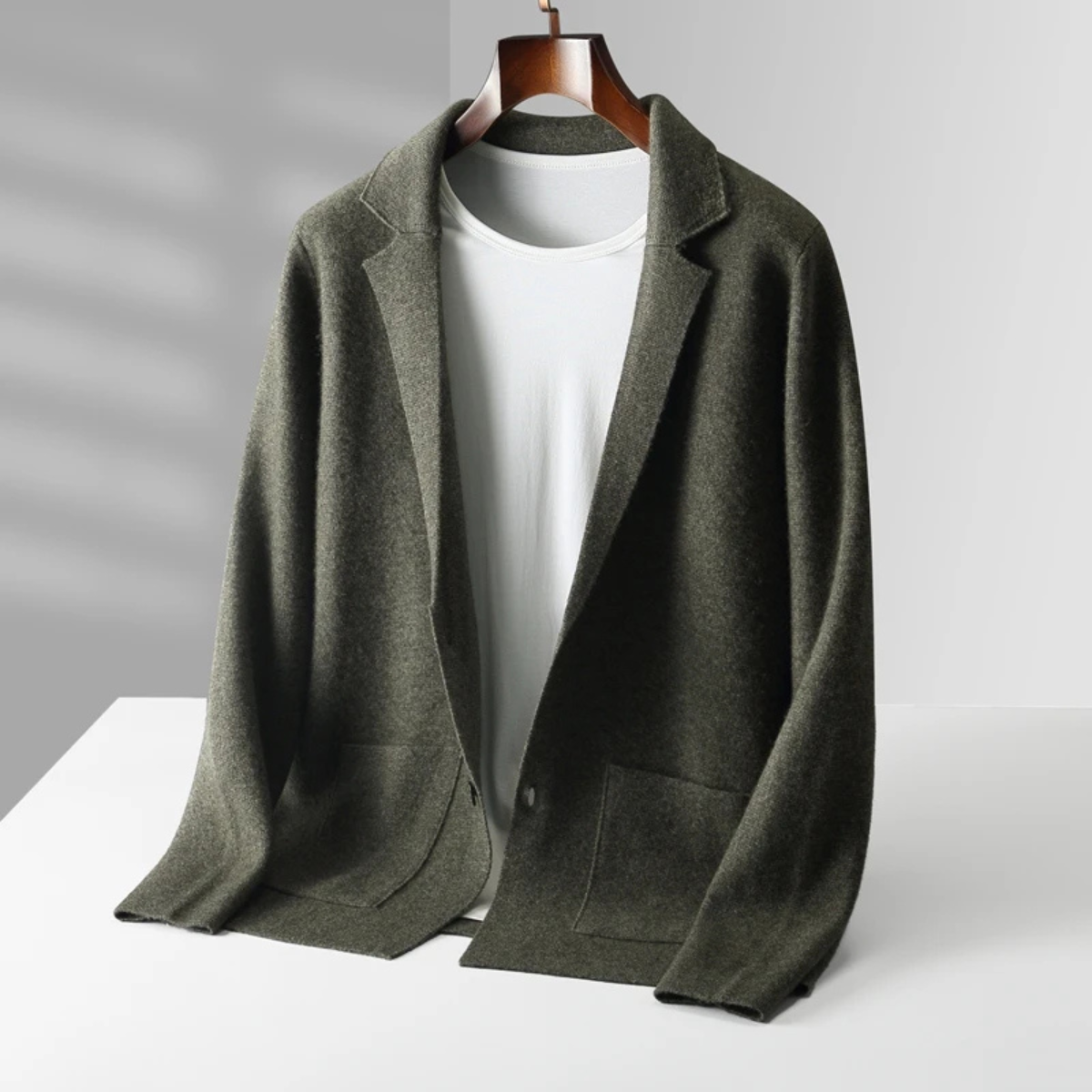 The Huntley Men's Soft Suit Collar Merino Wool Knit Cardigan