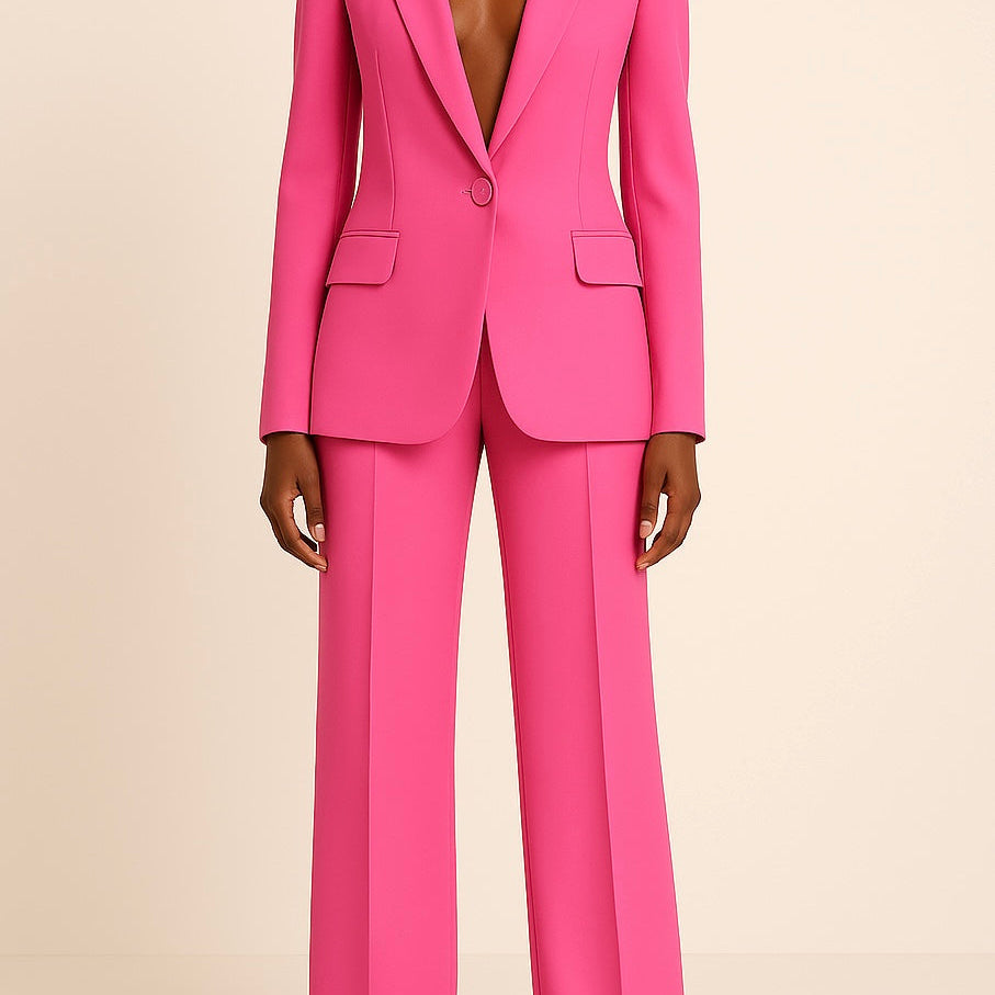 Chic Women's Formal Suit Set with Long Blazer