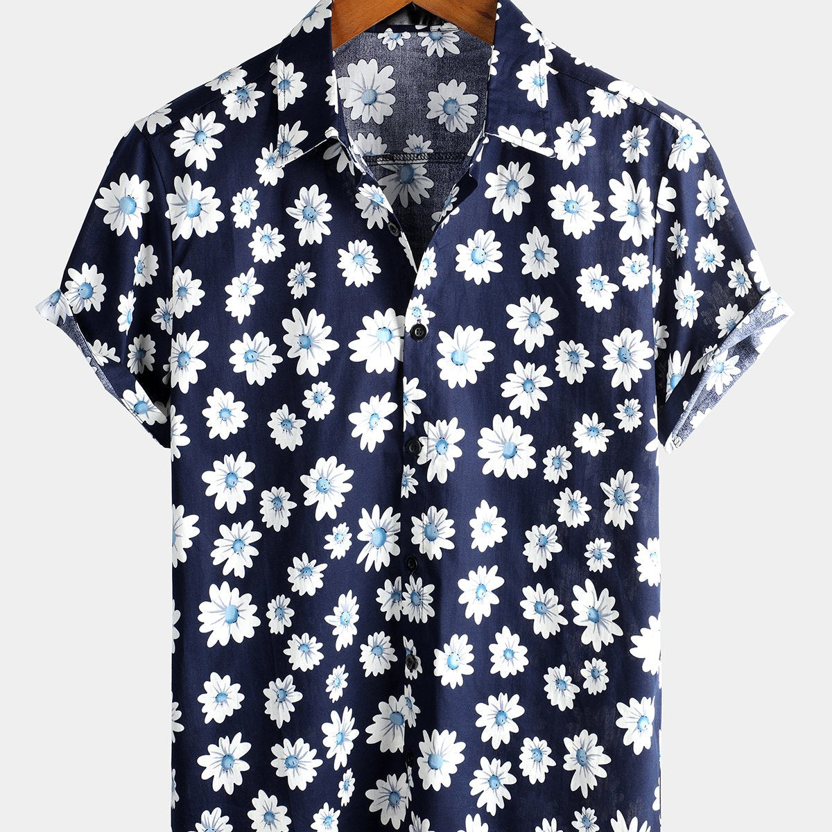 Men's Tropical Hawaiian Floral Print Cotton Shirt
