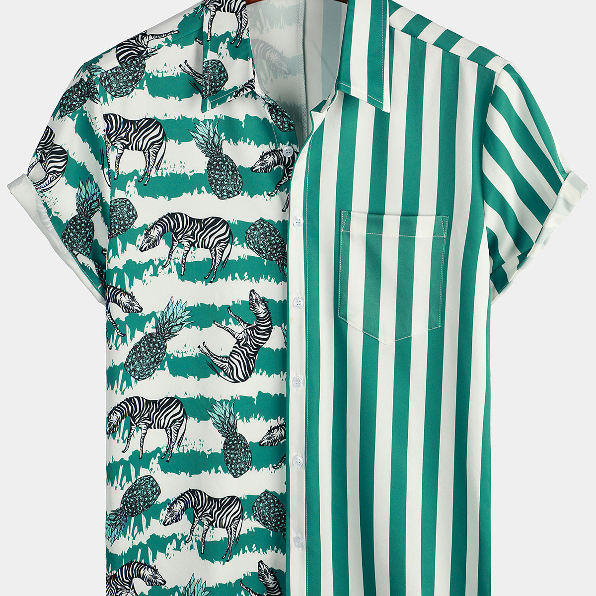 Men's Striped Seam Summer Shirt with Pockets