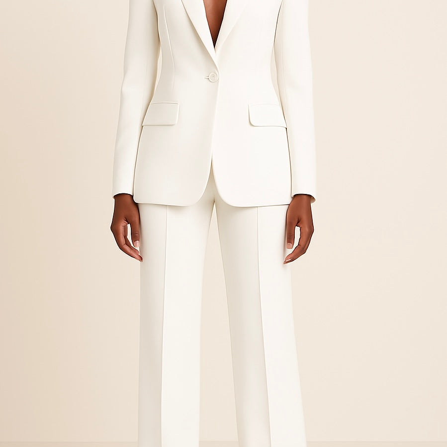 Chic Women's Formal Suit Set with Long Blazer