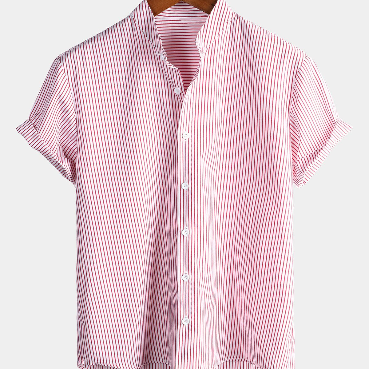 Men's Breathable Cotton Short-Sleeve Striped Shirts