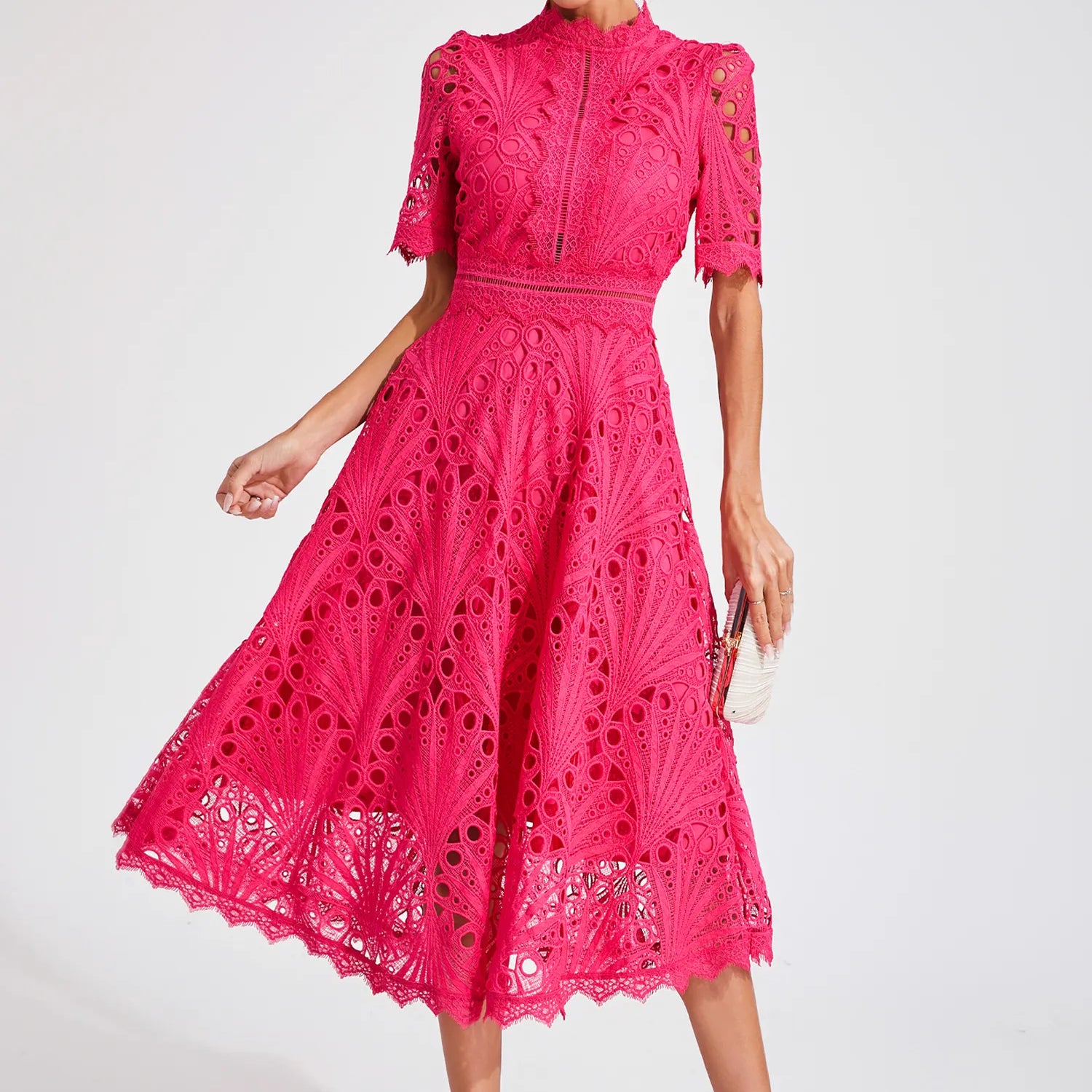 Chic Lace Midi Dress for Weddings & Events