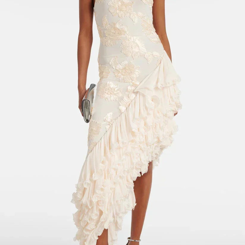 Karen - Floral Appliqué Maxi Dress for Special Occasions