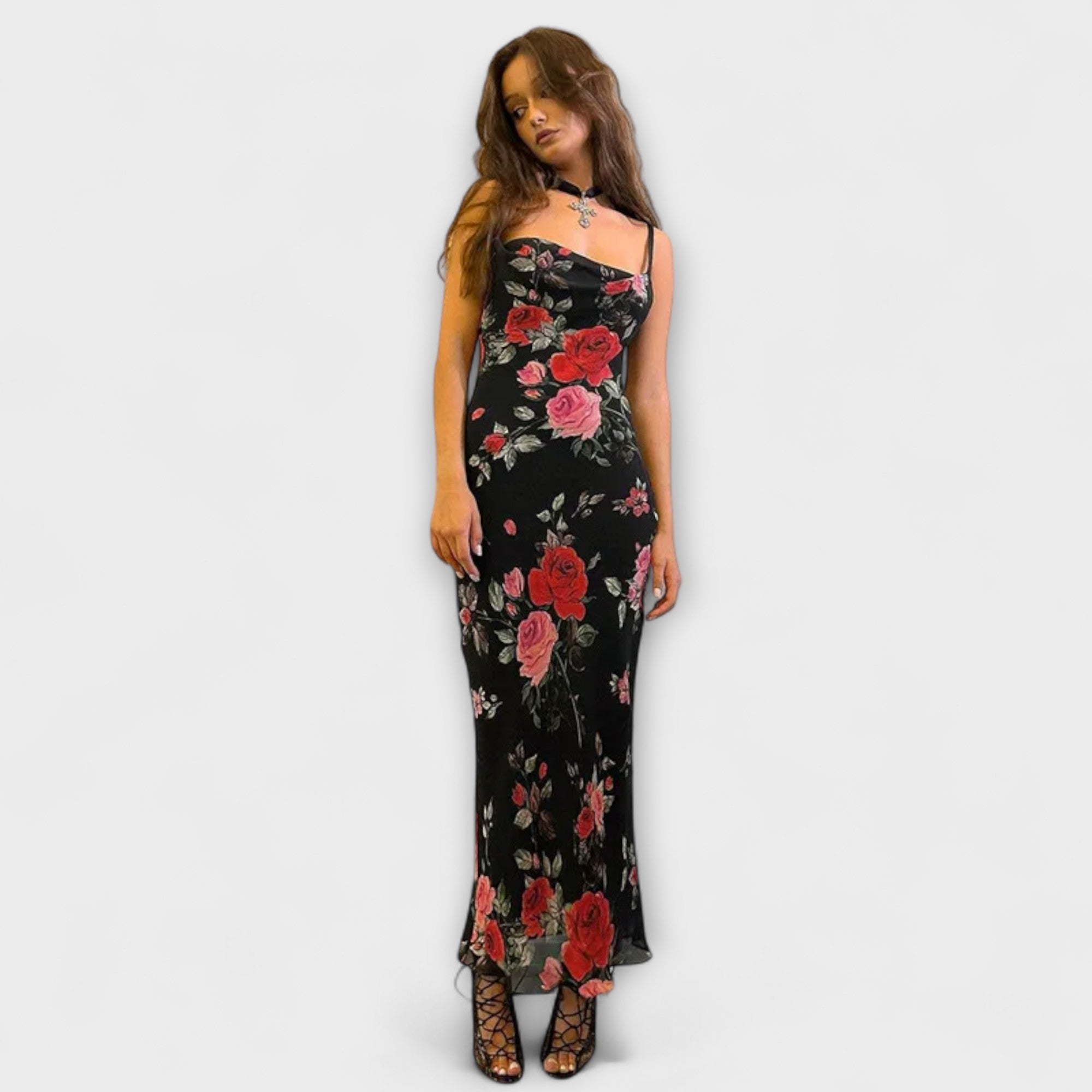 Floral Print Spaghetti Strap Dress for Parties