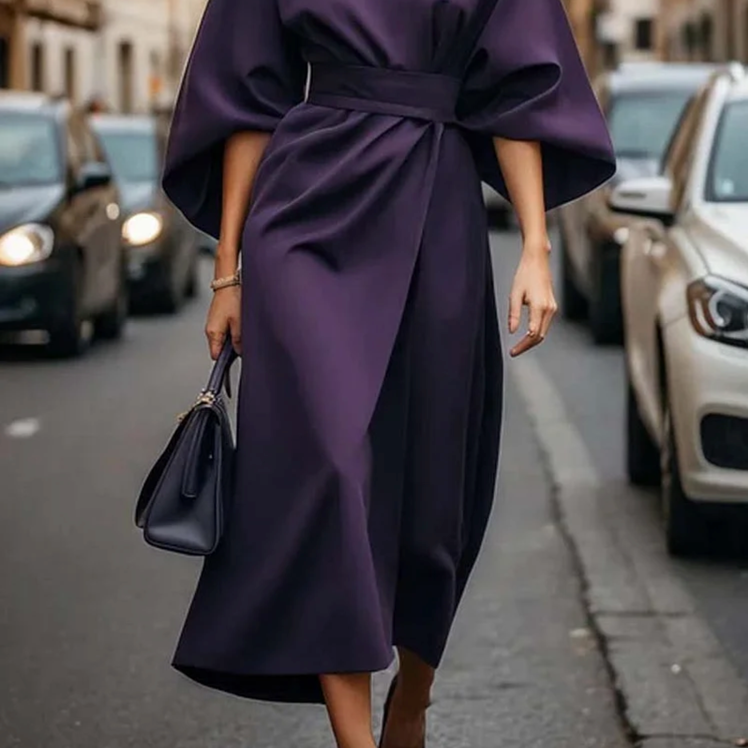 Chic Lantern Sleeve Dress with Belt for Any Occasion