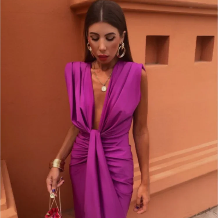 Wedding Guest Dress with Pleats
