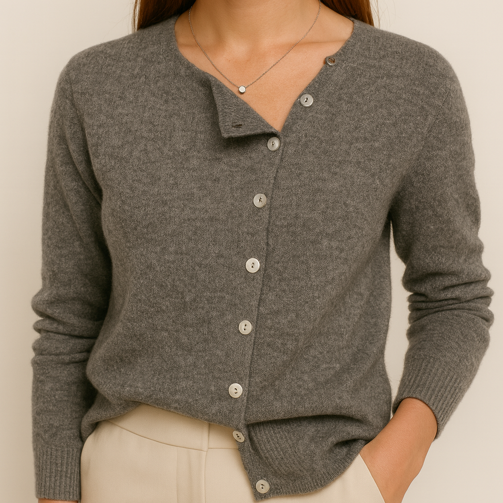 Asymmetric V-Neck Cardigan Sweater for Women