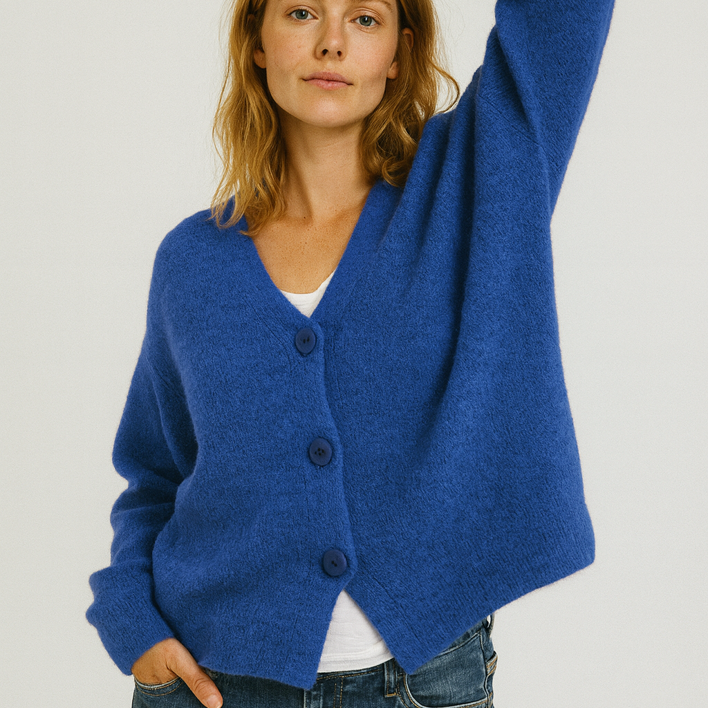 Chic Knit Cardigan Sweater for Women - V-Neck Button Design for Everyday Wear