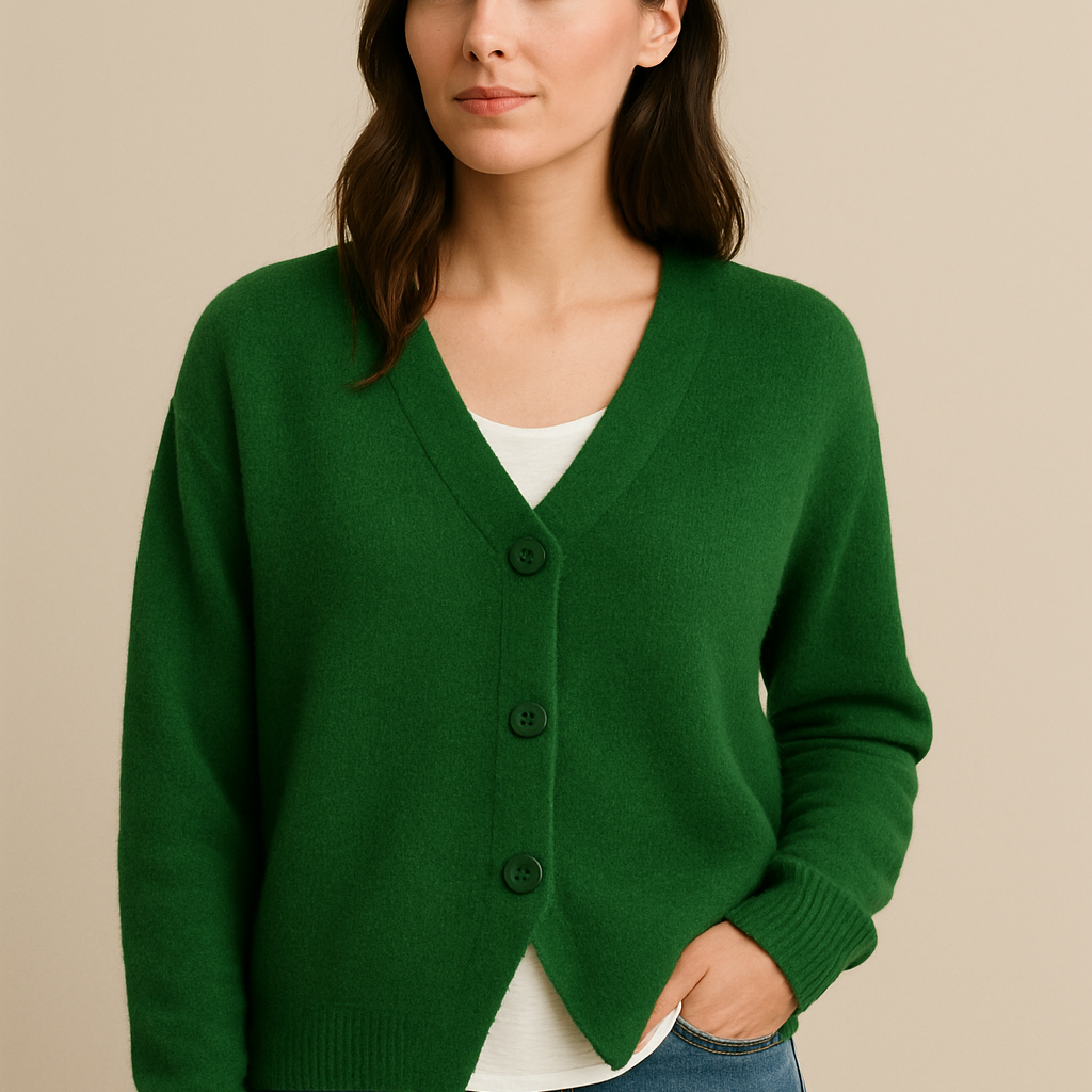 Chic Knit Cardigan Sweater for Women - V-Neck Button Design for Everyday Wear