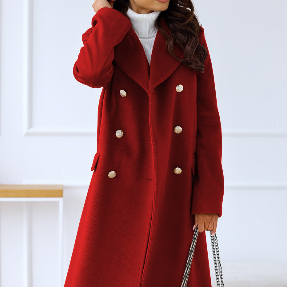Women's Stylish Double-Breasted Coat for Winter Wear