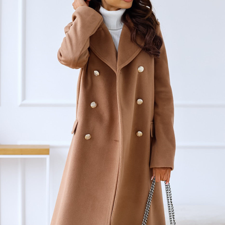 Women's Stylish Double-Breasted Coat for Winter Wear