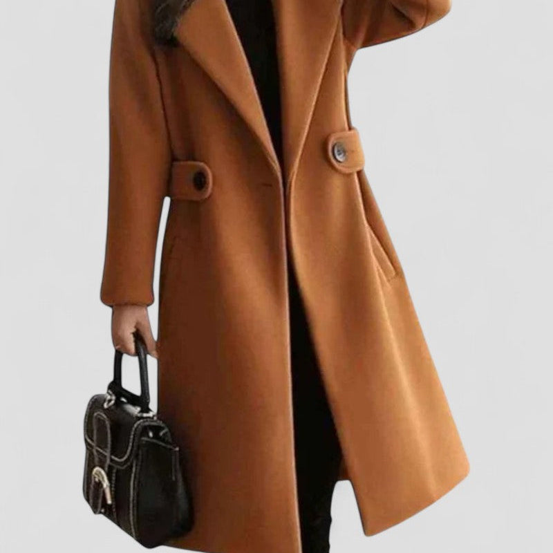 Women's Maxi Coat with Lapel Collar – Stylish All-Season Outerwear