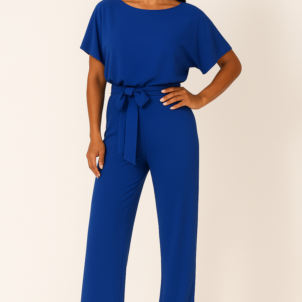 Chic Women's Short Sleeve Tie Ribbon Jumpsuit for Any Occasion