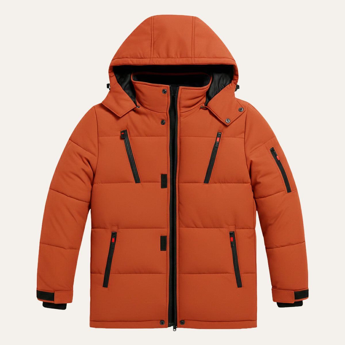 The Brookhaven Men’s Warm Hooded Winter Puffer Coat with Zipper Pockets
